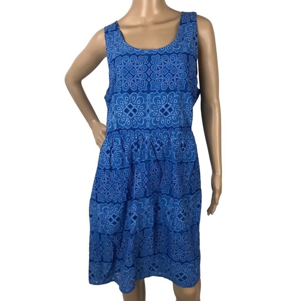 Elle Mini Tank Dress Size XXL‎ Blue Lace Sleeveless A-Line Dress Western Boho